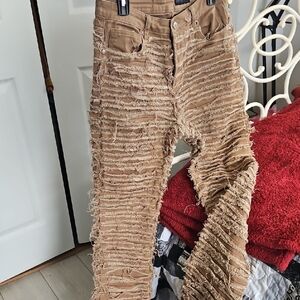 Stylish Distressed Brown Boot Cut Jeans
